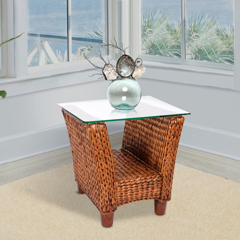 KEY021-SI-Coastal-wicker-rattan-end-table-with-glass-top