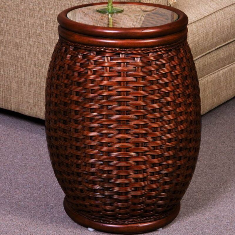 KON027-SI-Wicker-rattan-coastal-round-accent-table