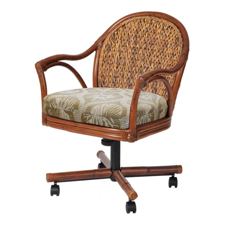 PAN011-SI-seagrass-woven-tilt-swivel-dining-chair-with-castors-and-arms