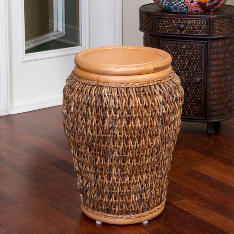 PAN027-AHON-round-accent-table-seagrass-with-veneer-top